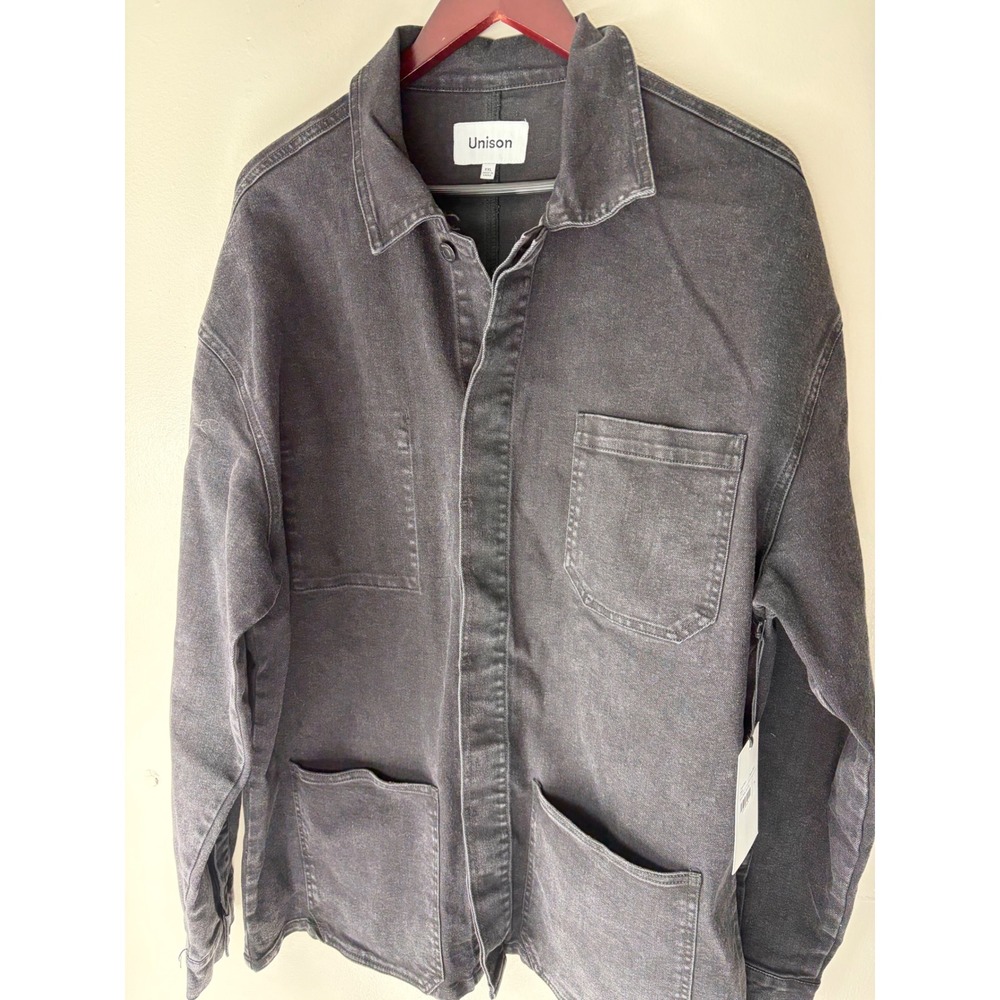 Unison Mens Denim Chore Jacket Travail Black Wash XXL 2410-TRVAL-001-2XL NWT